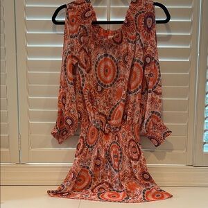 Ramy Brook Orange and Purple Long Sleeve Dress